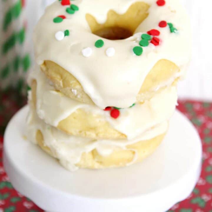 stacked eggnog donuts