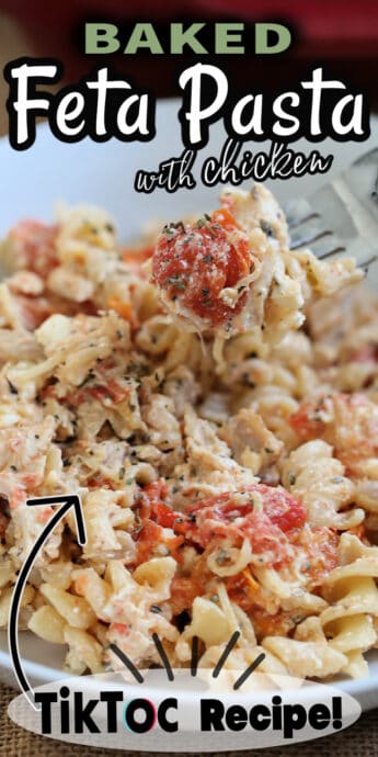 baked feta pasta with chicken recipe with text