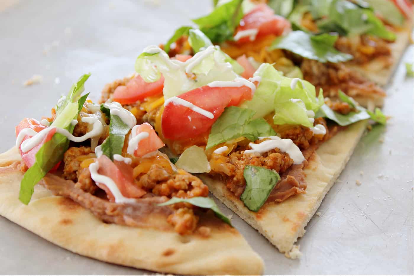 flatbread pizza on a plate