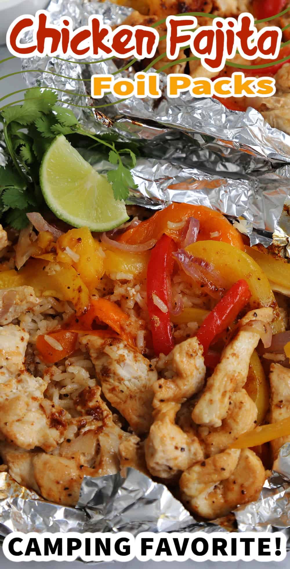 Chicken Fajita Foil Packets with text overlay