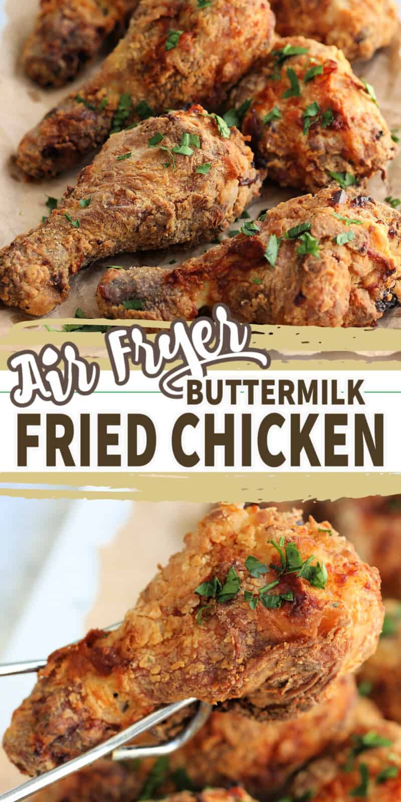 fried chicken drumsticks with text