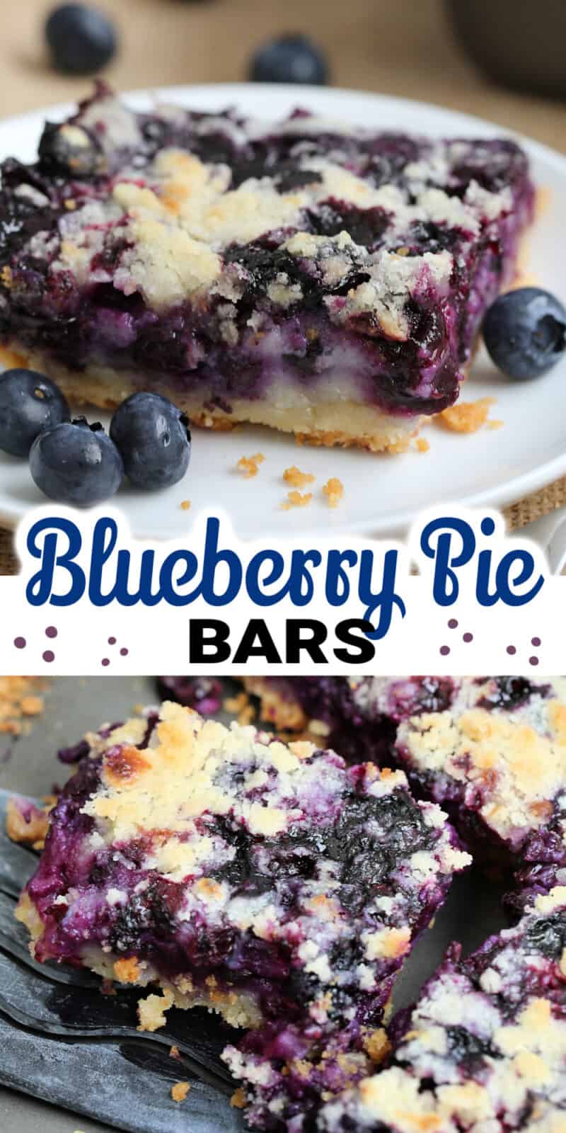 two images of blueberry bars with title text between them