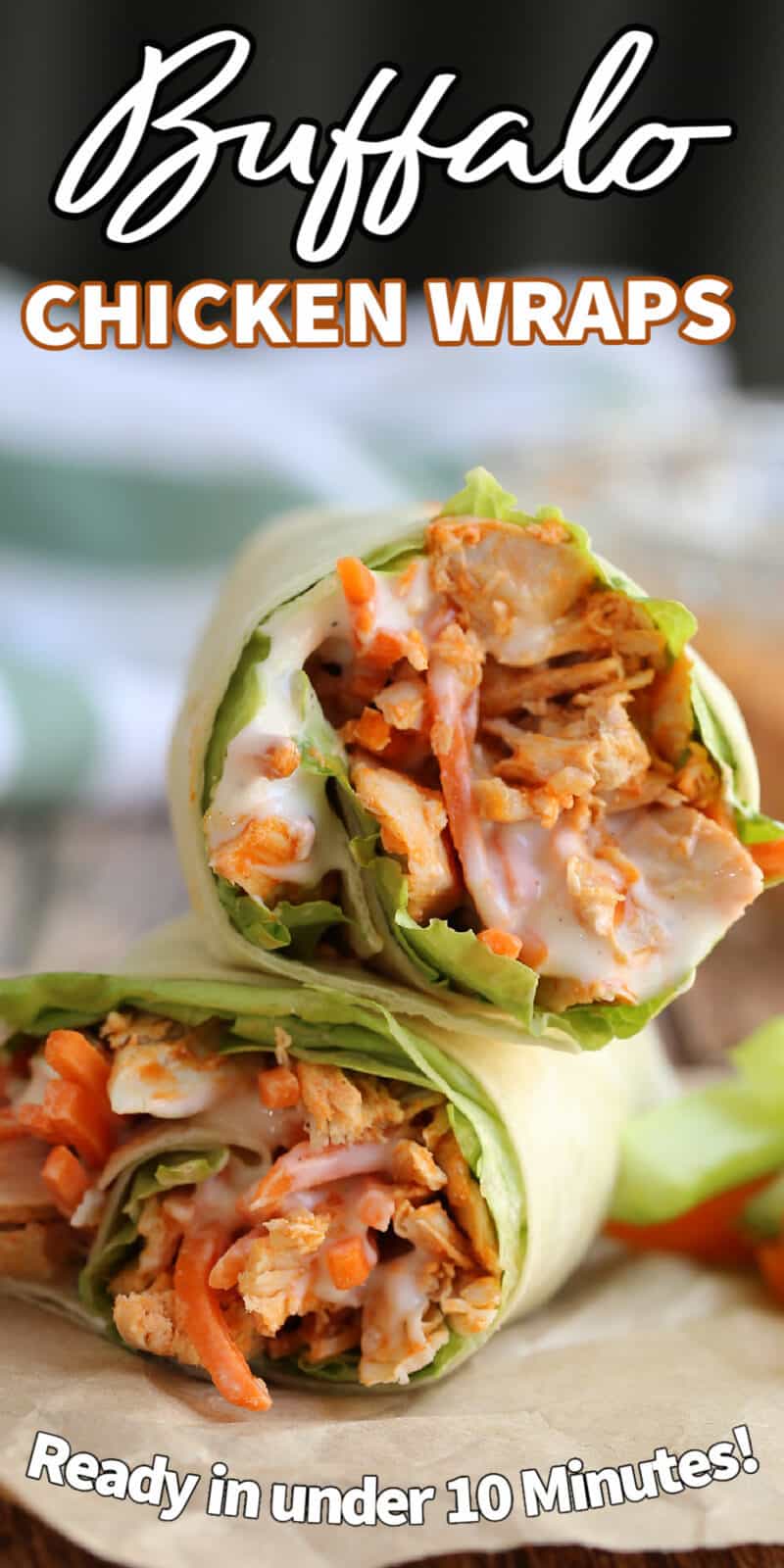 buffalo chicken wraps with text