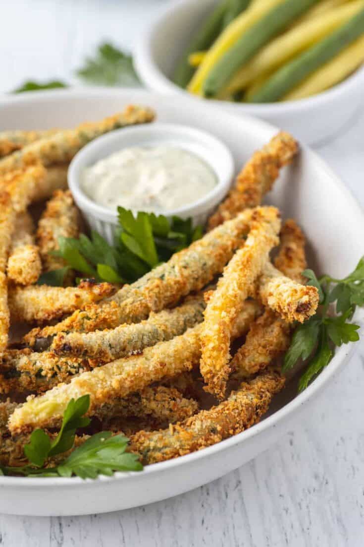 Crispy Parmesan Air Fryer Green Beans (Oven Instructions too)