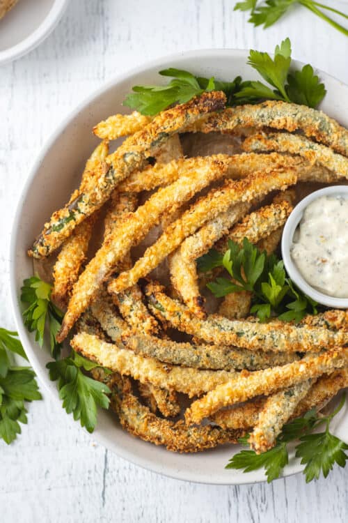 Crispy Parmesan Air Fryer Green Beans (Oven Instructions too)