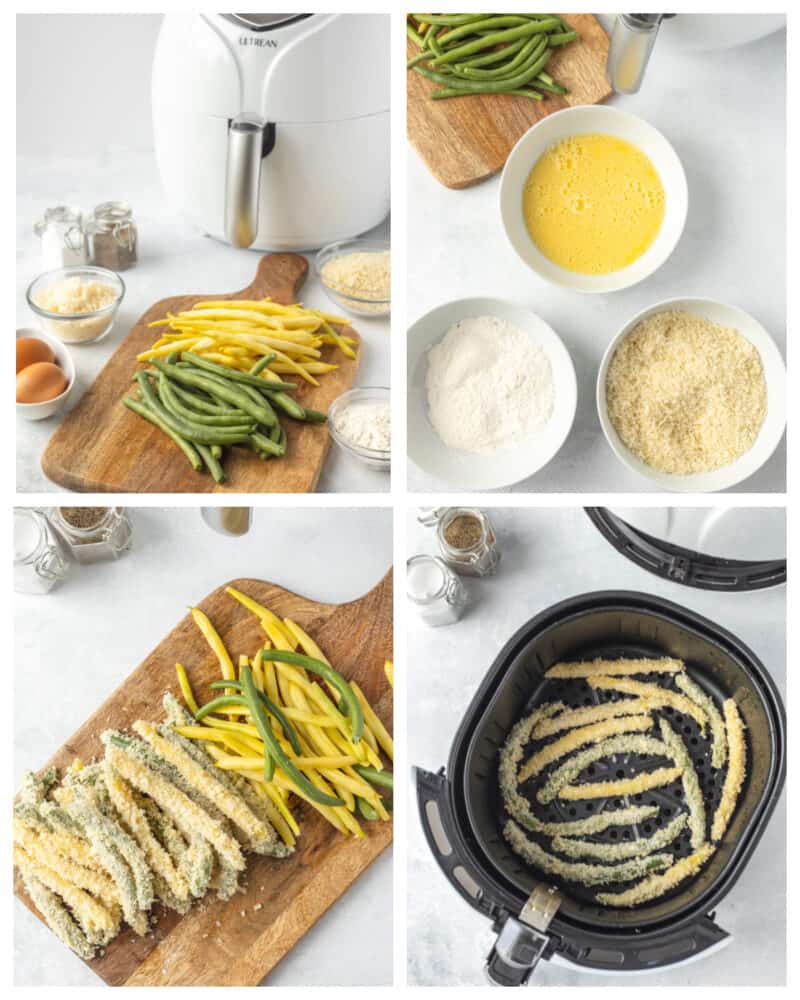 step by step instructions on how to make air fryer green beans
