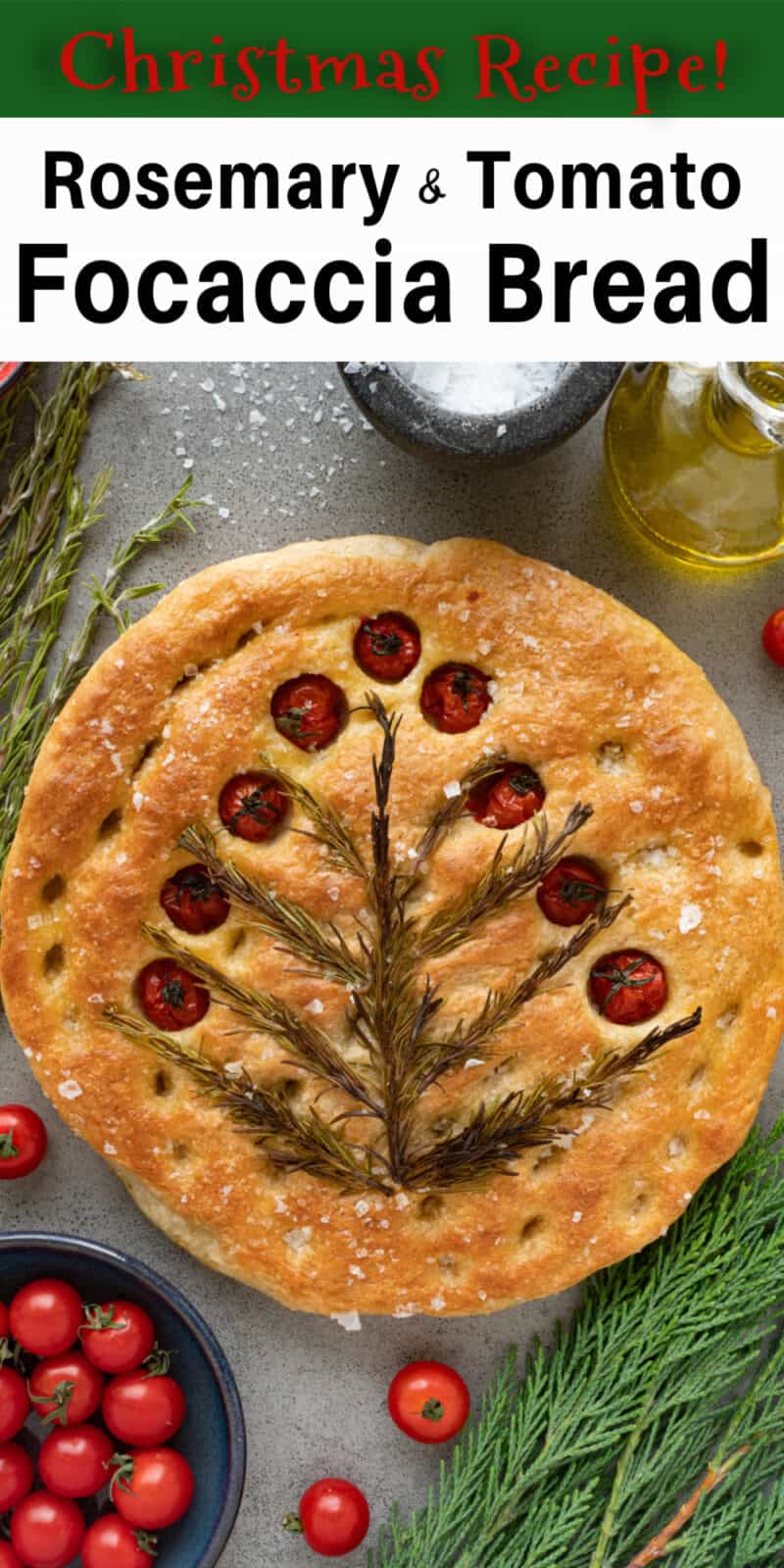 christmas tree focaccia bread with text