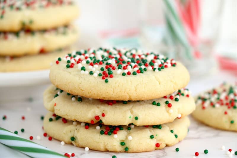 3 decorated sugar cookies stacked