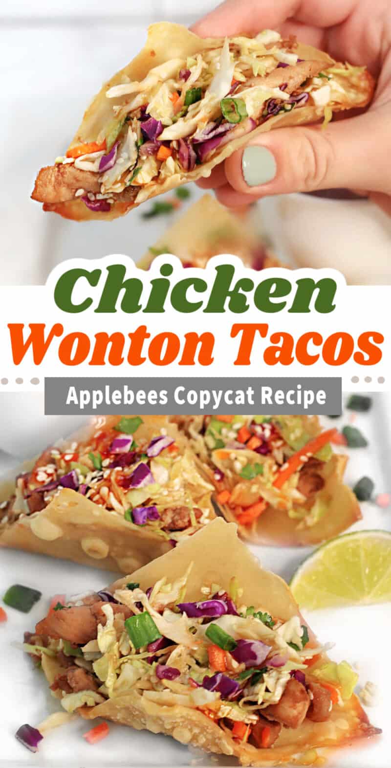 chicken wonton tacos with text