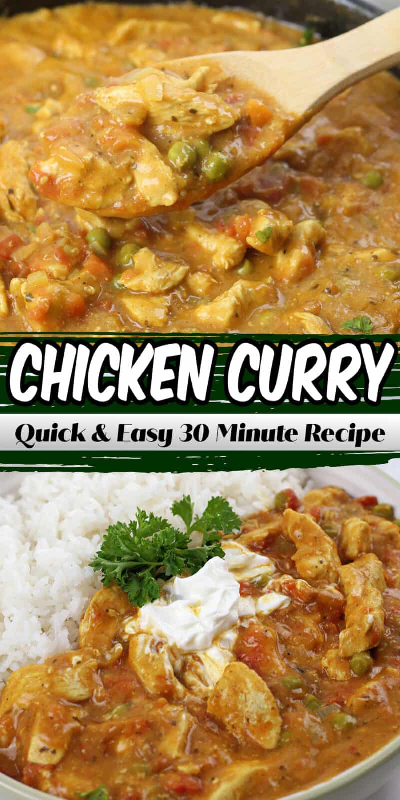 chicken curry with text
