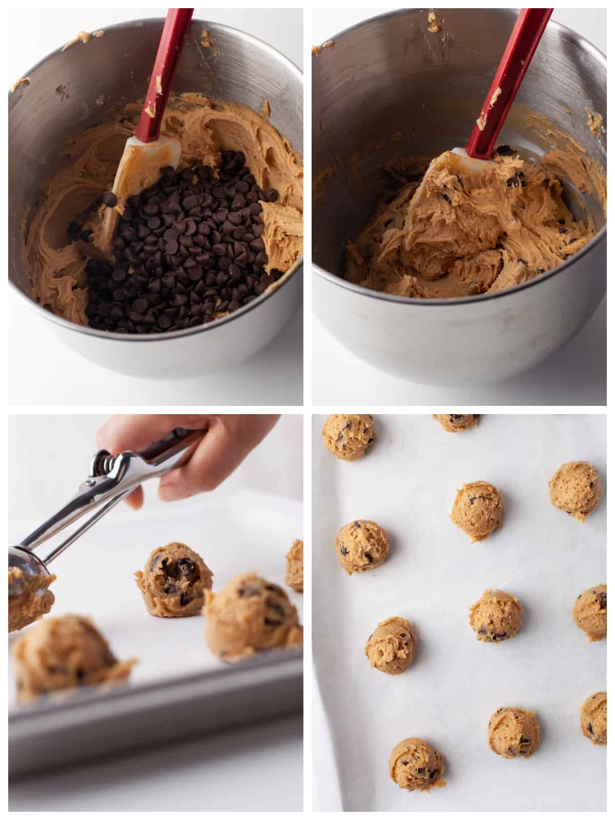 4 steps in making peanut butter chocolate chip cookies