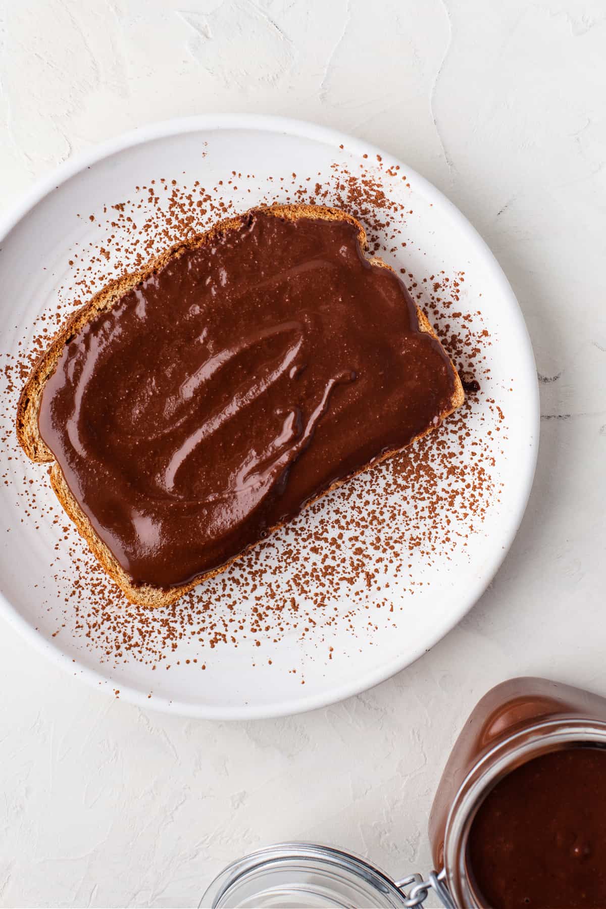 Homemade Nutella on a piece of toast