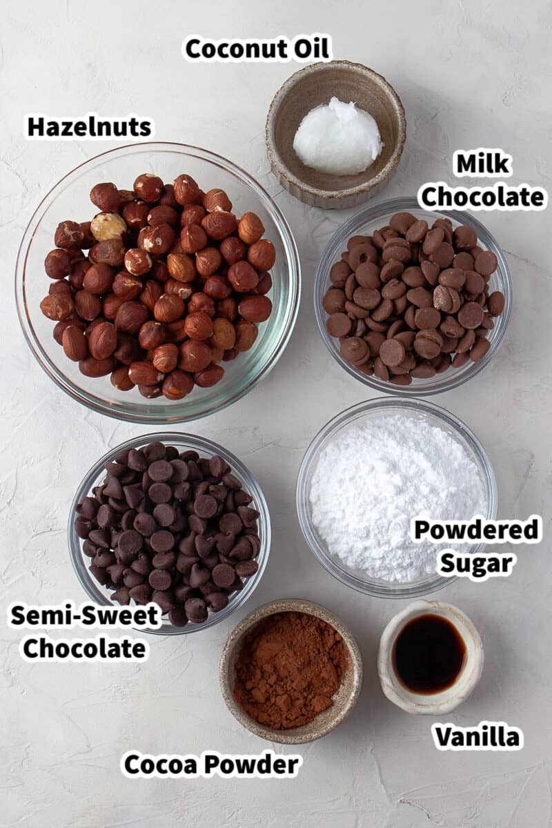 ingredients to make homemade Nutella on a table