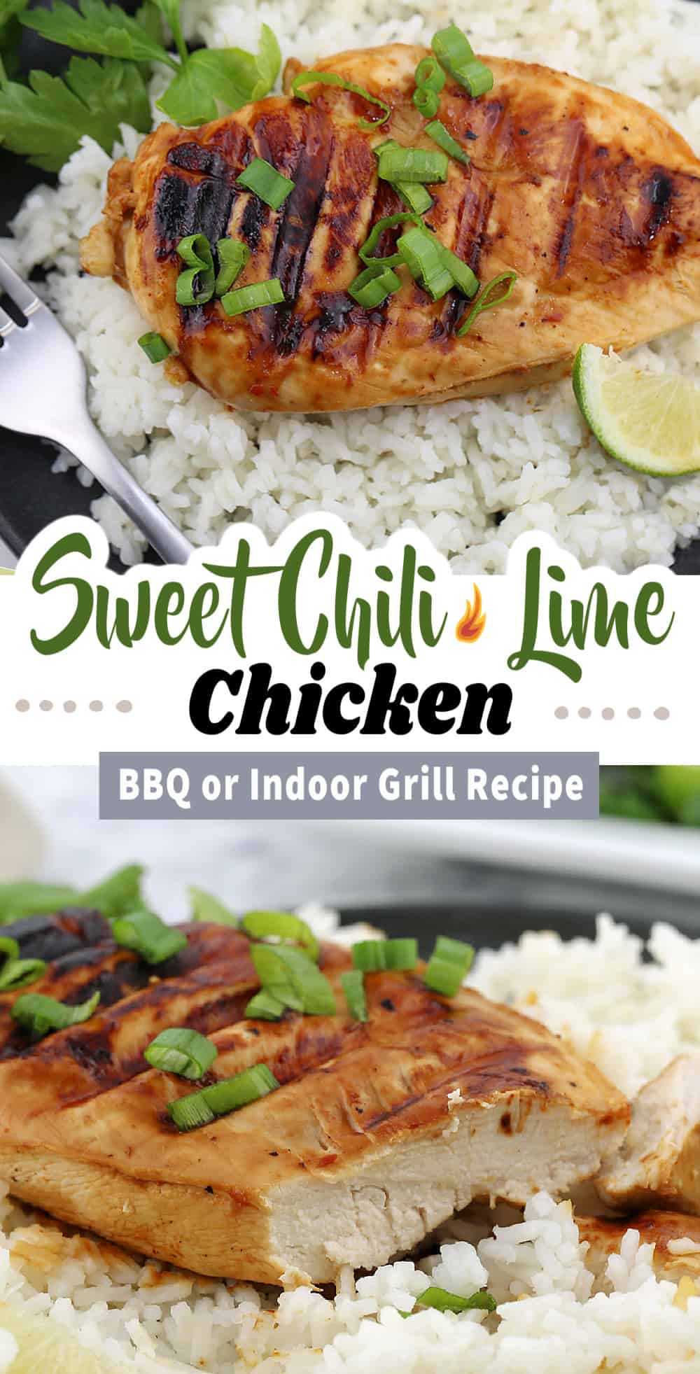 grilled chicken on a plate with text