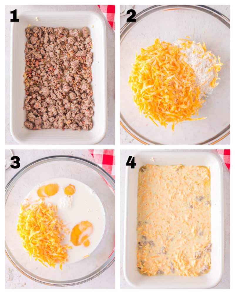 how to make sausage egg bake in 4 steps