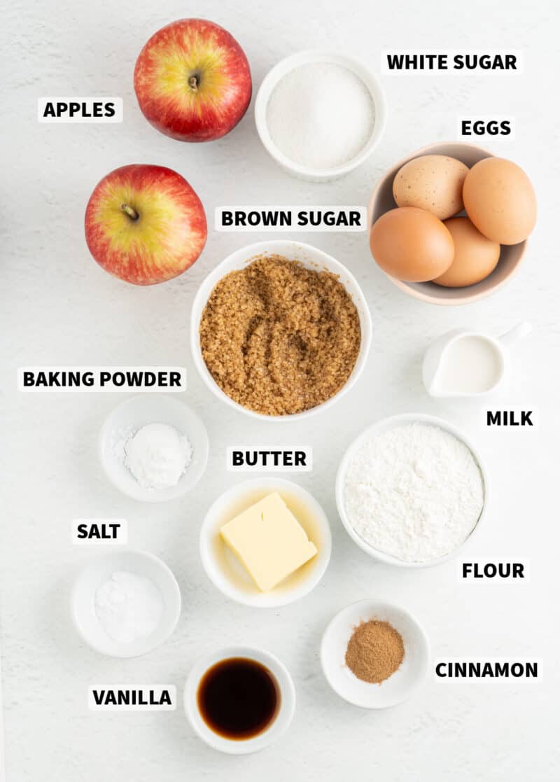 ingredients on a table, for apple coffee cake