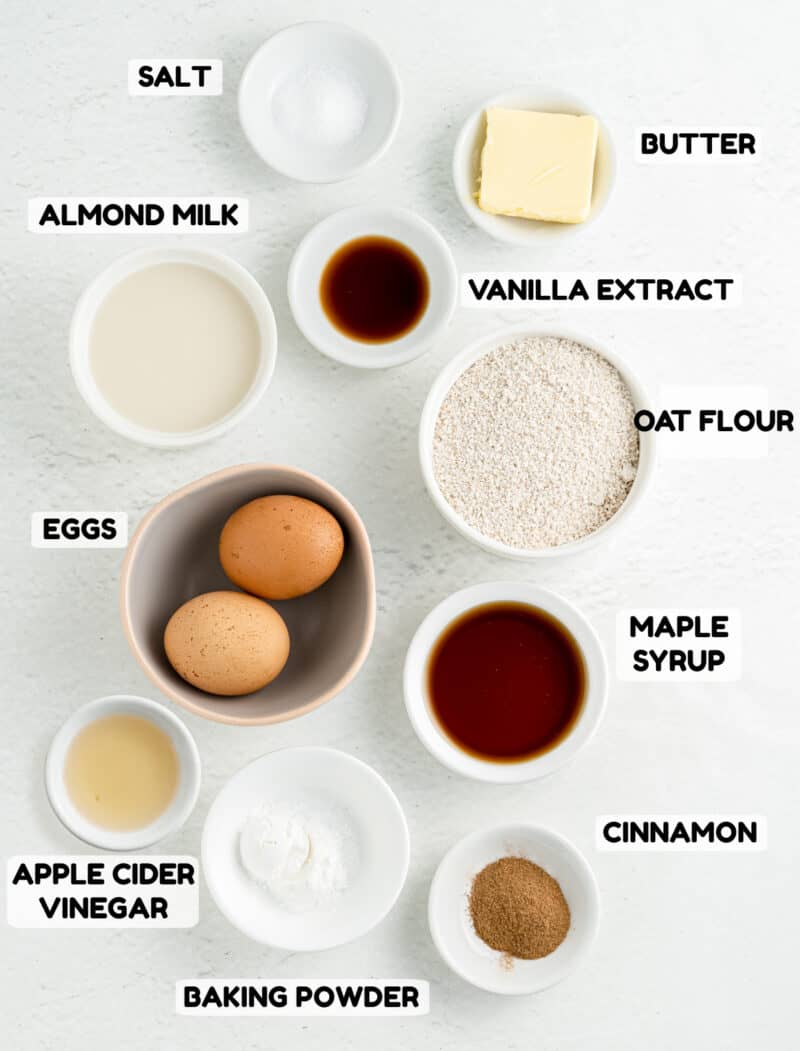 ingredients on a table, for Oat Flour Pancakes