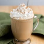 drink in a cup, with pumpkin spice latte