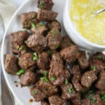 food on a plate, with Air Fryer Steak Bites
