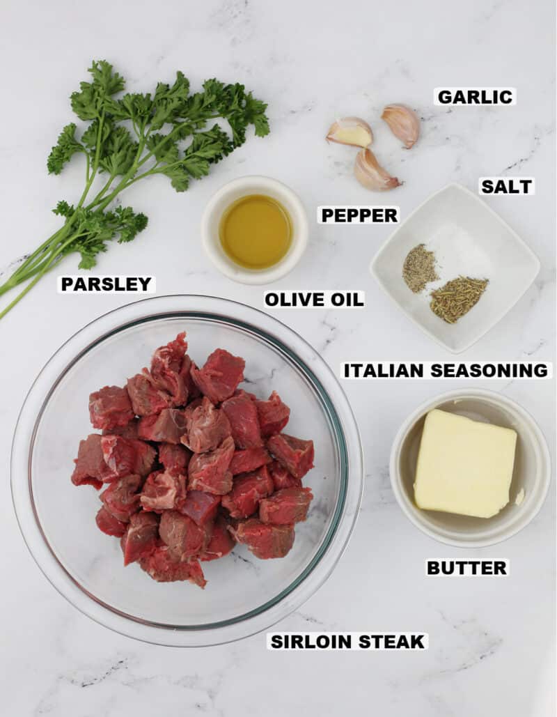ingredients on a table, for Air Fryer Steak Bites