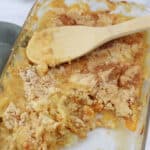 food in a dish, with Peach Dump Cake