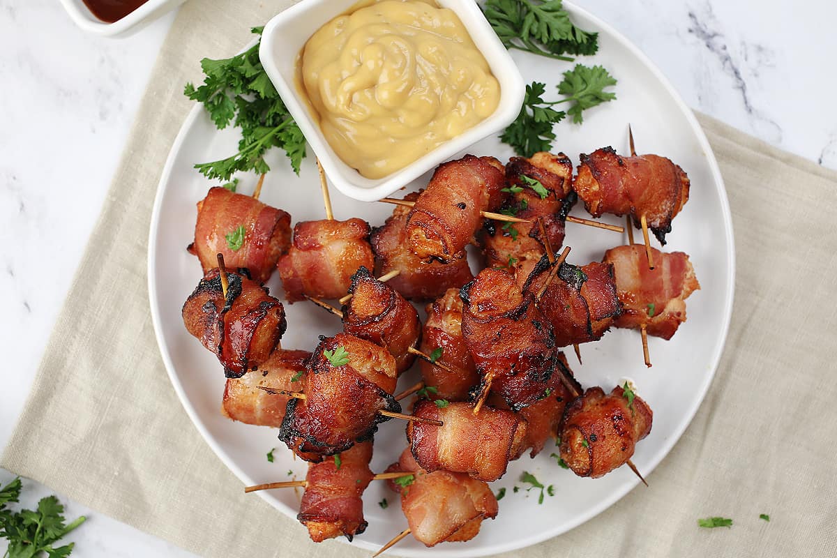 Air Fryer Bacon Wrapped Chicken Bites - My Organized Chaos