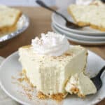 slice of pie, with No Bake Eggnog Pie