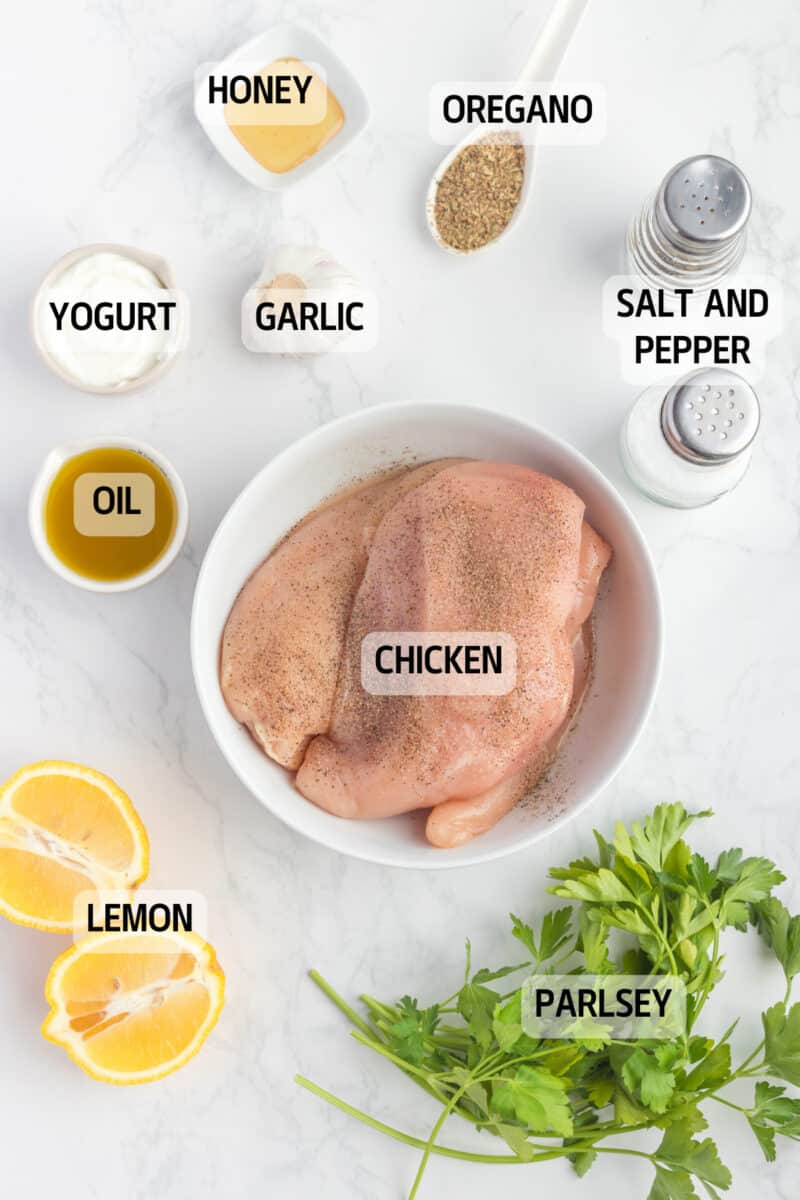 food ingredients to make grilled greek chicken