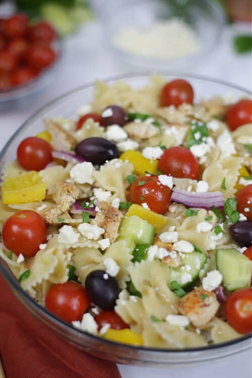 food, with Greek Chicken Pasta Salad