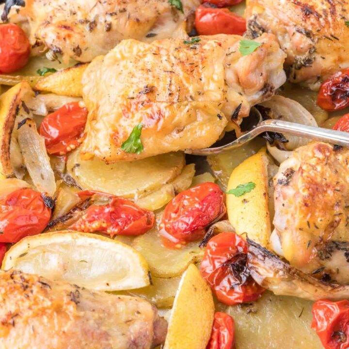 food, with Sheet Pan Chicken and Potatoes