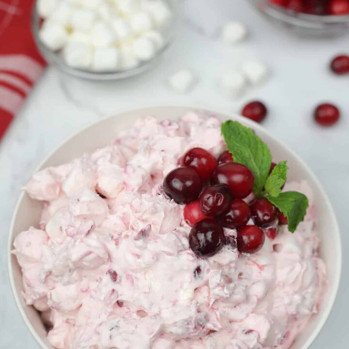 food, with Cranberry Fluff Salad