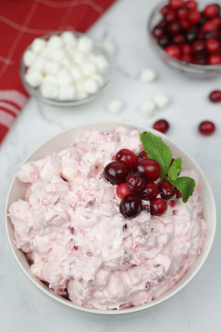 food, with Cranberry Fluff Salad