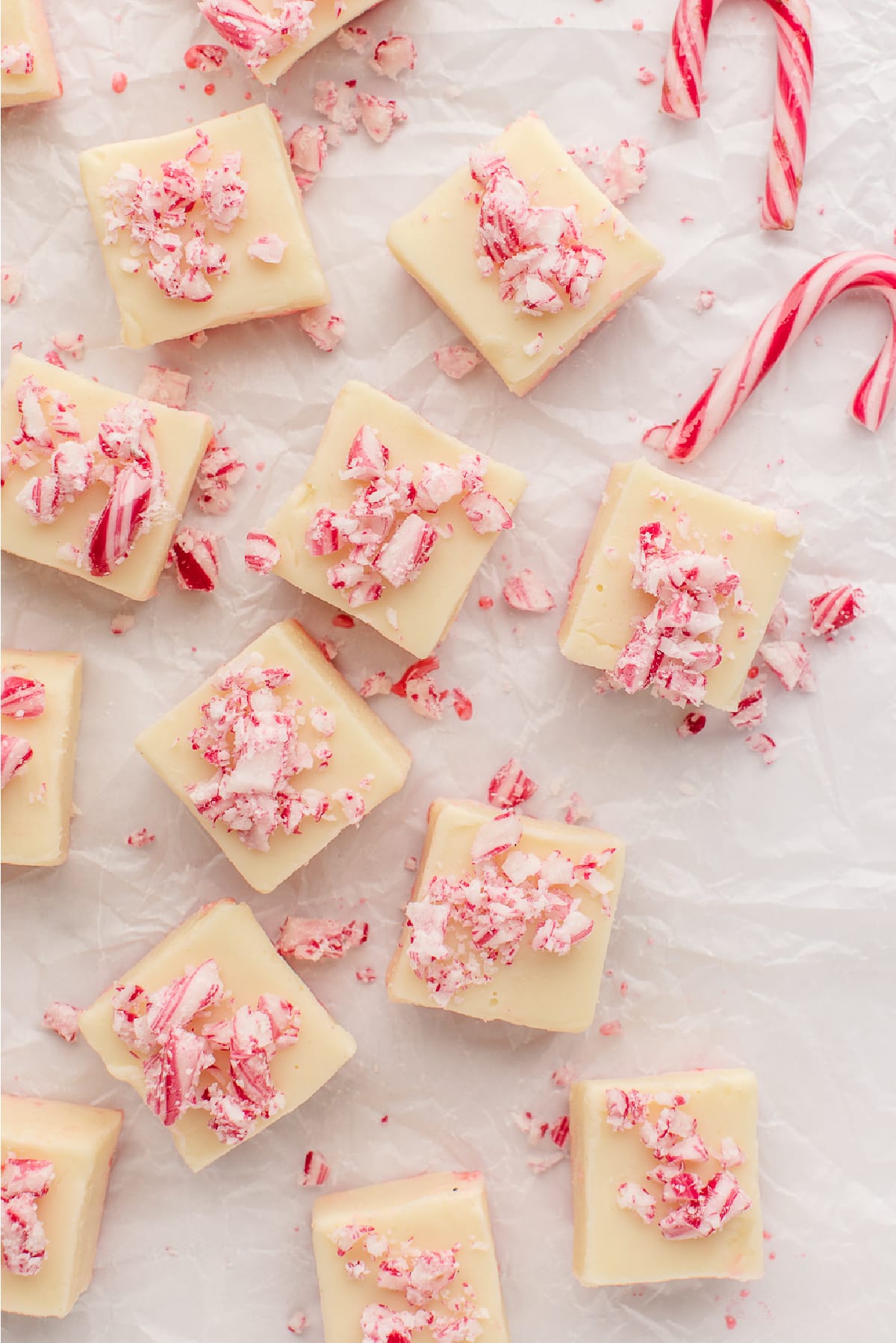 food, with White Chocolate Peppermint Fudge
