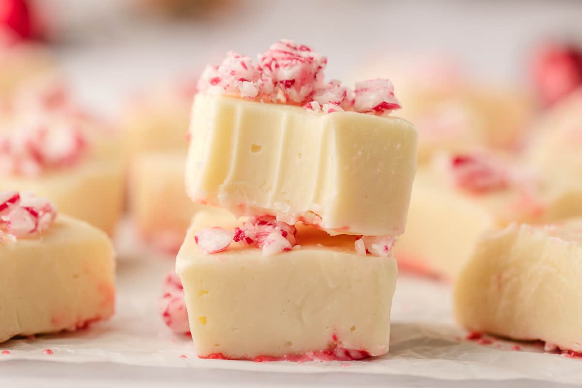 food, with White Chocolate Peppermint Fudge