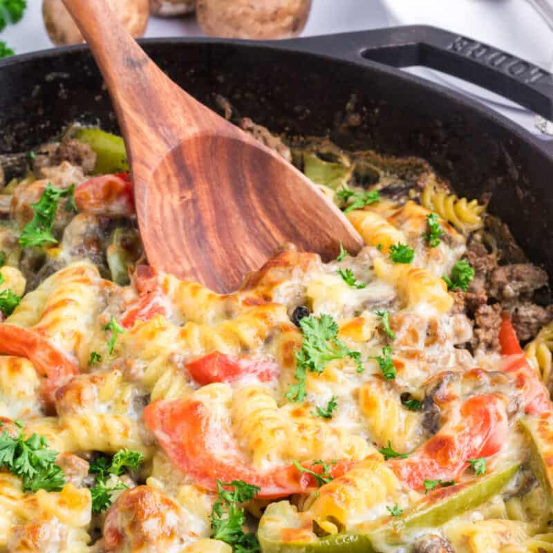 food, with Philly Cheesesteak Casserole