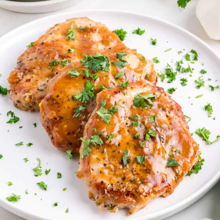 food, with Honey Garlic Pork Chops