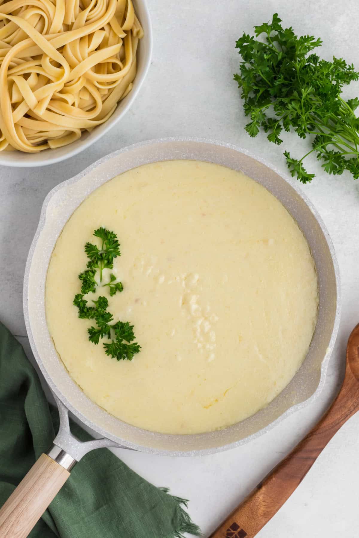 food, with alfredo sauce