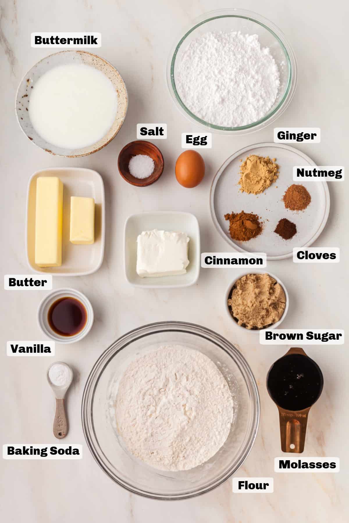ingredients to make gingerbread loaf