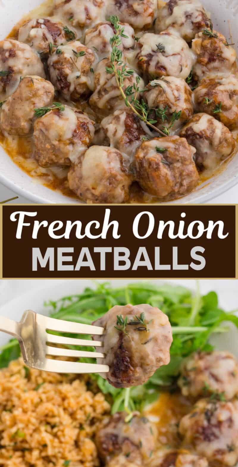 cooked meatballs in a white pan with melted cheese on top