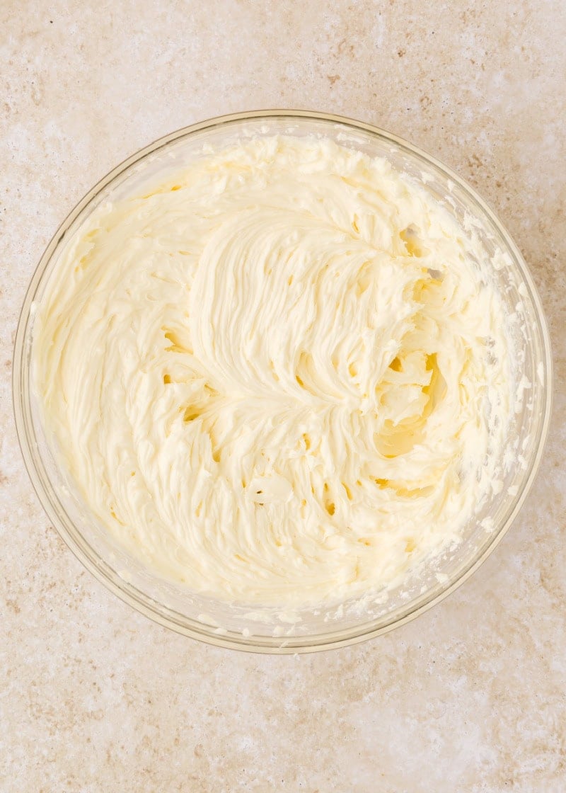 cream cheese mixture in a mixing bowl.
