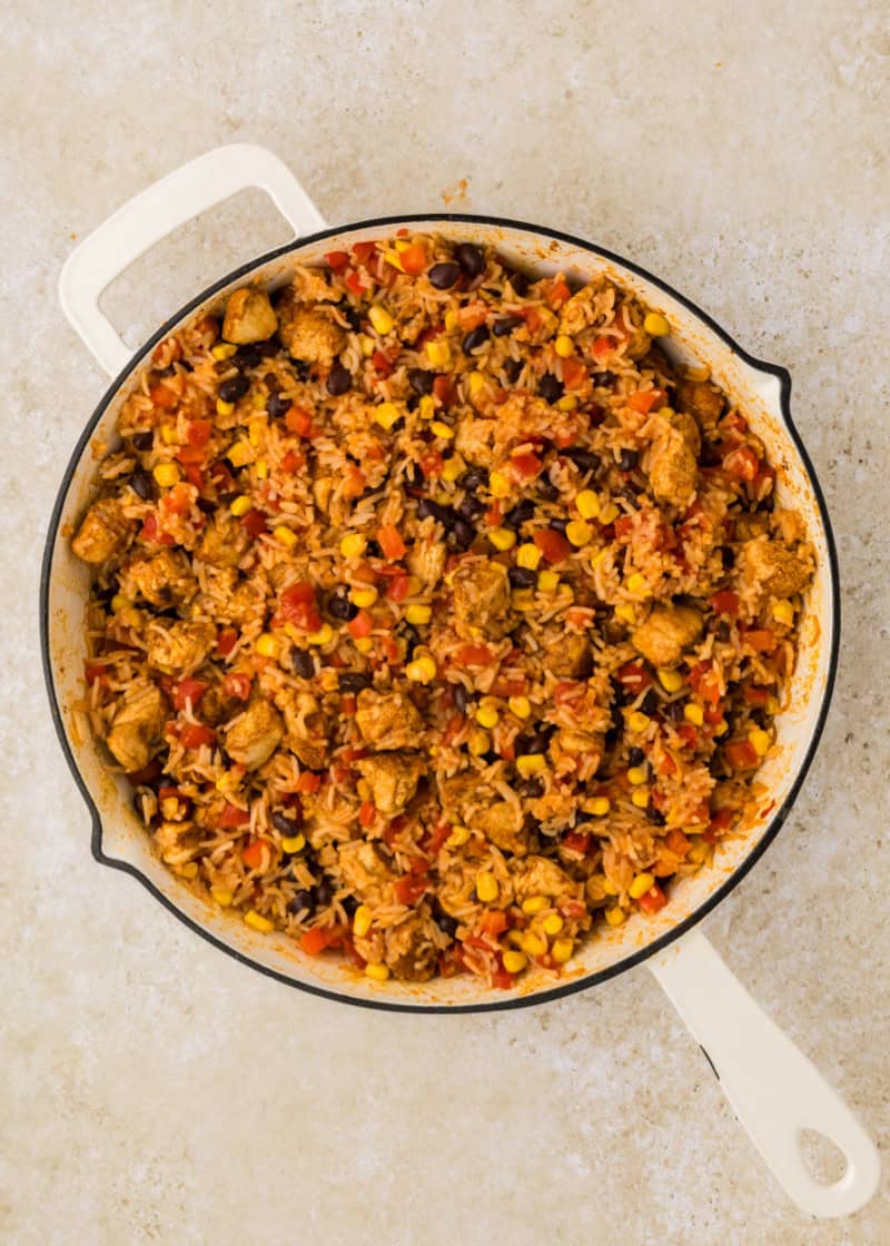 cooked Southwest Chicken Skillet in a pan.