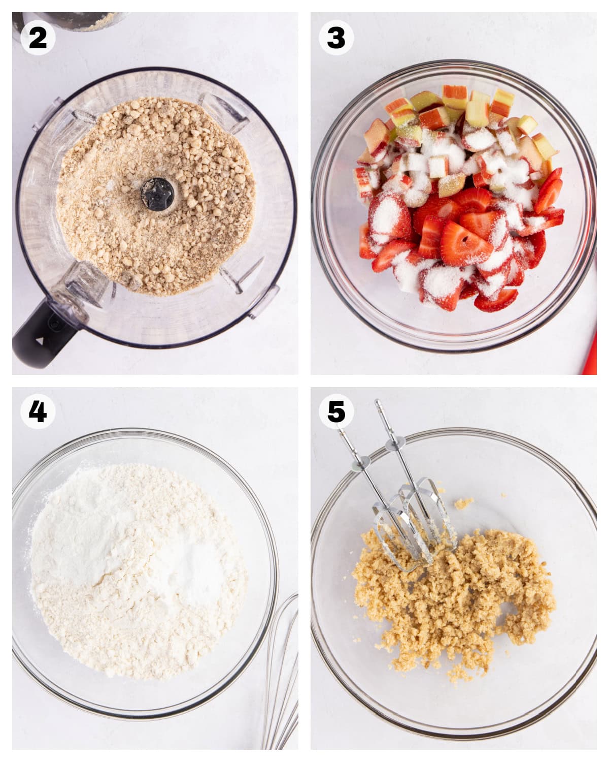 how to make strawberry rhubarb muffins by making the strudel topping and mixing the batter.