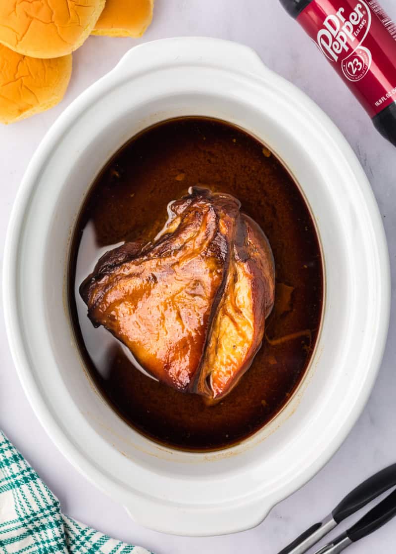 pork butt in a slow cooker.