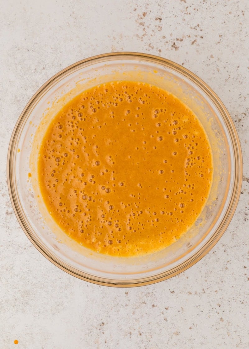 batter in a glass bowl.