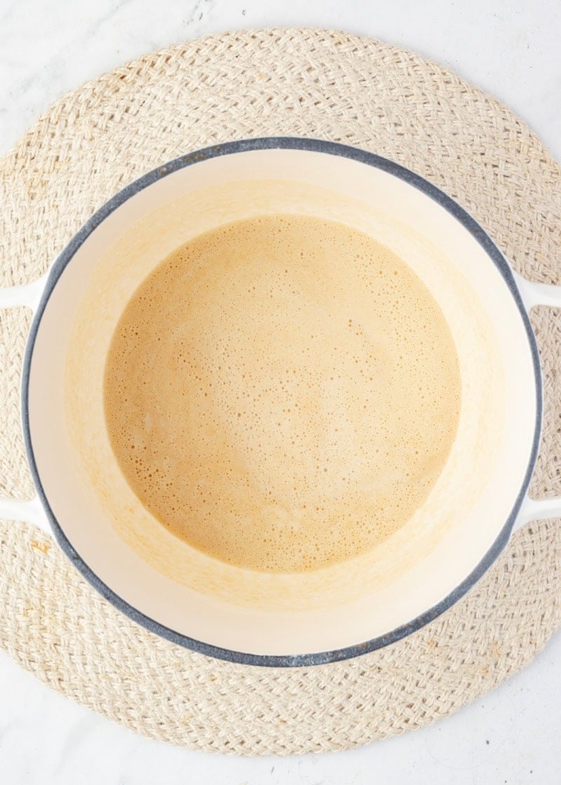 liquid in a pot.