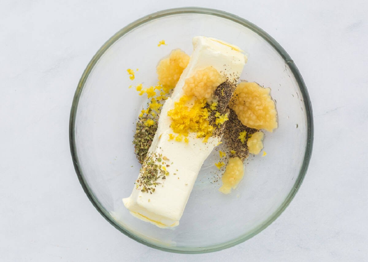 butter, lemon zest and spices in a small glass bowl.