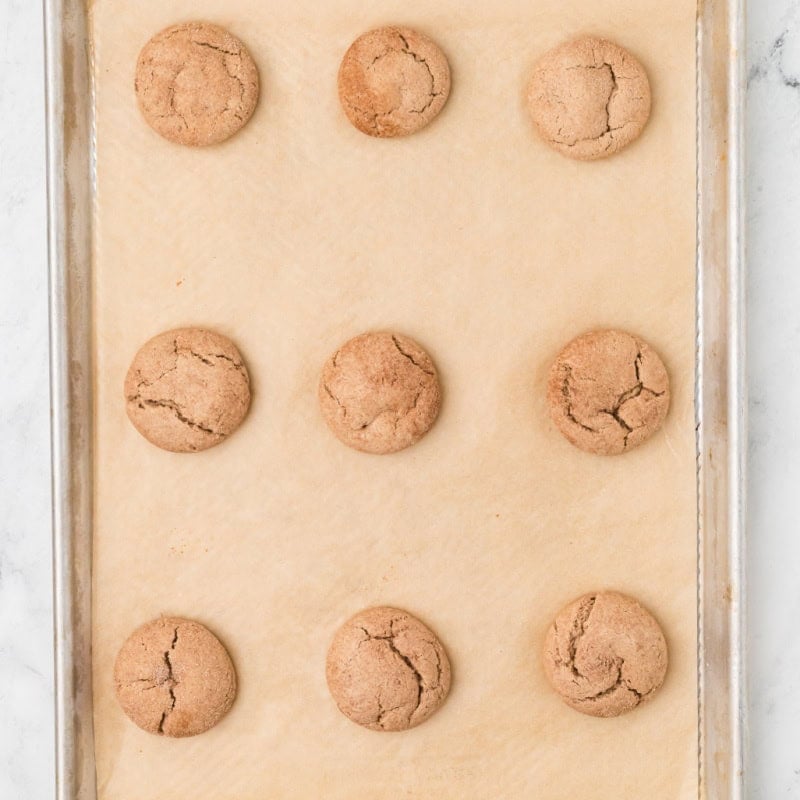 cooked Spice Cake Mix Cookies on a baking tray.