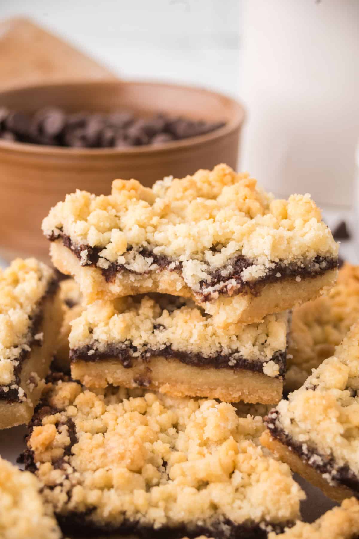 a pile of Chocolate Shortbread Bars.