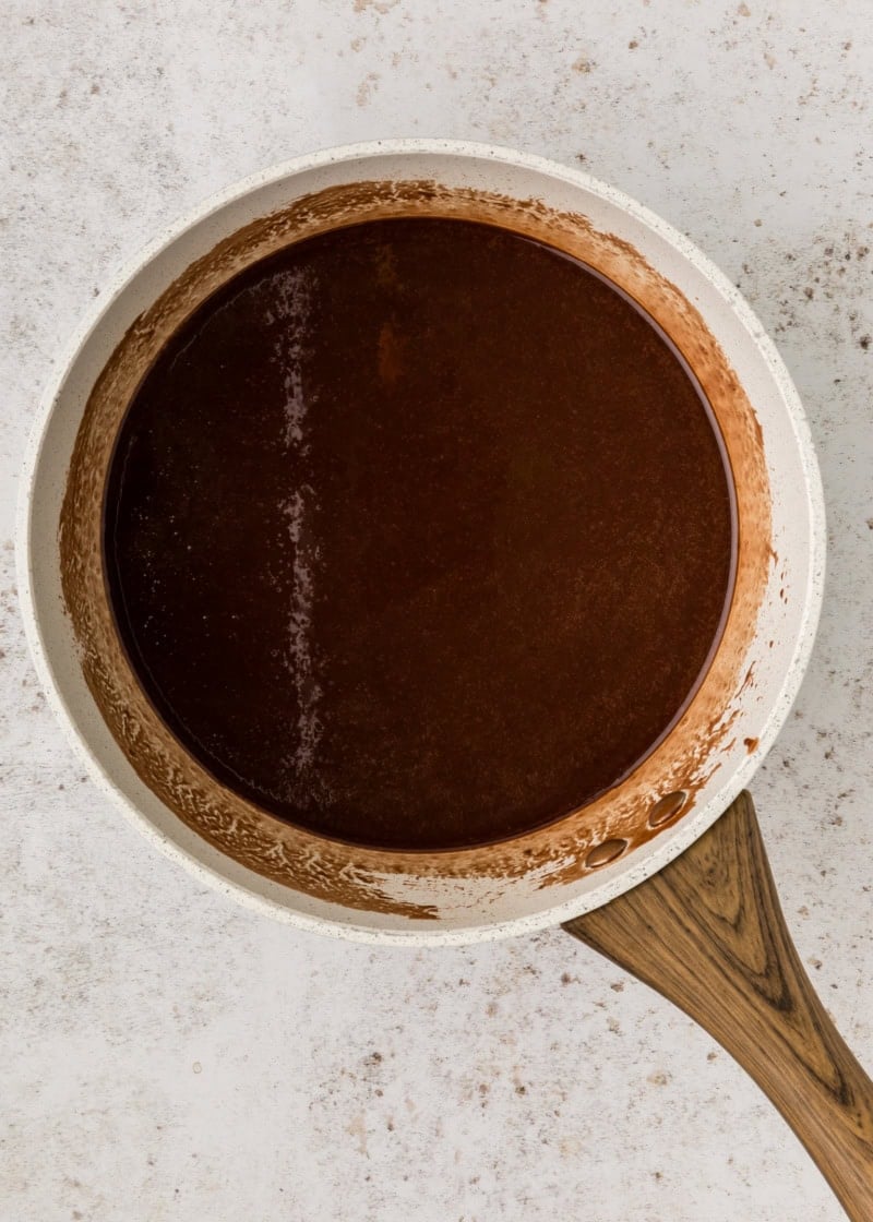 melted chocolate in a small pan.