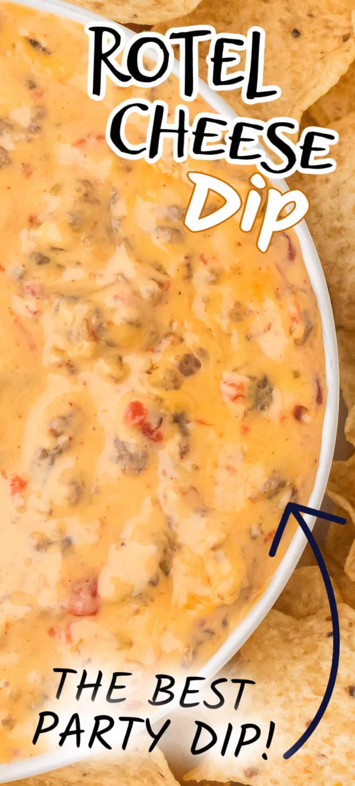 Rotel Cheese Dip with sausage and tomatoes.